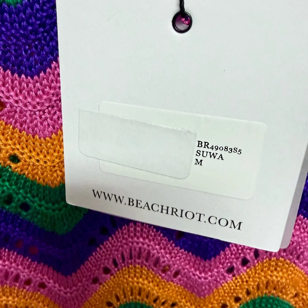 Vintage-Inspired Multicolor Zigzag Knit Pink Green Purple Orange sweater dress - Picture 4 of 4
